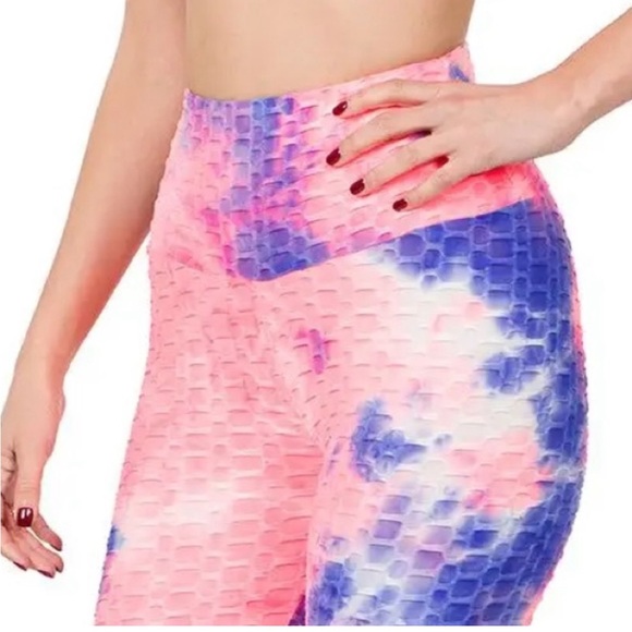 Leggings - honeycomb tie dye athletic leggings - Picture 3 of 5